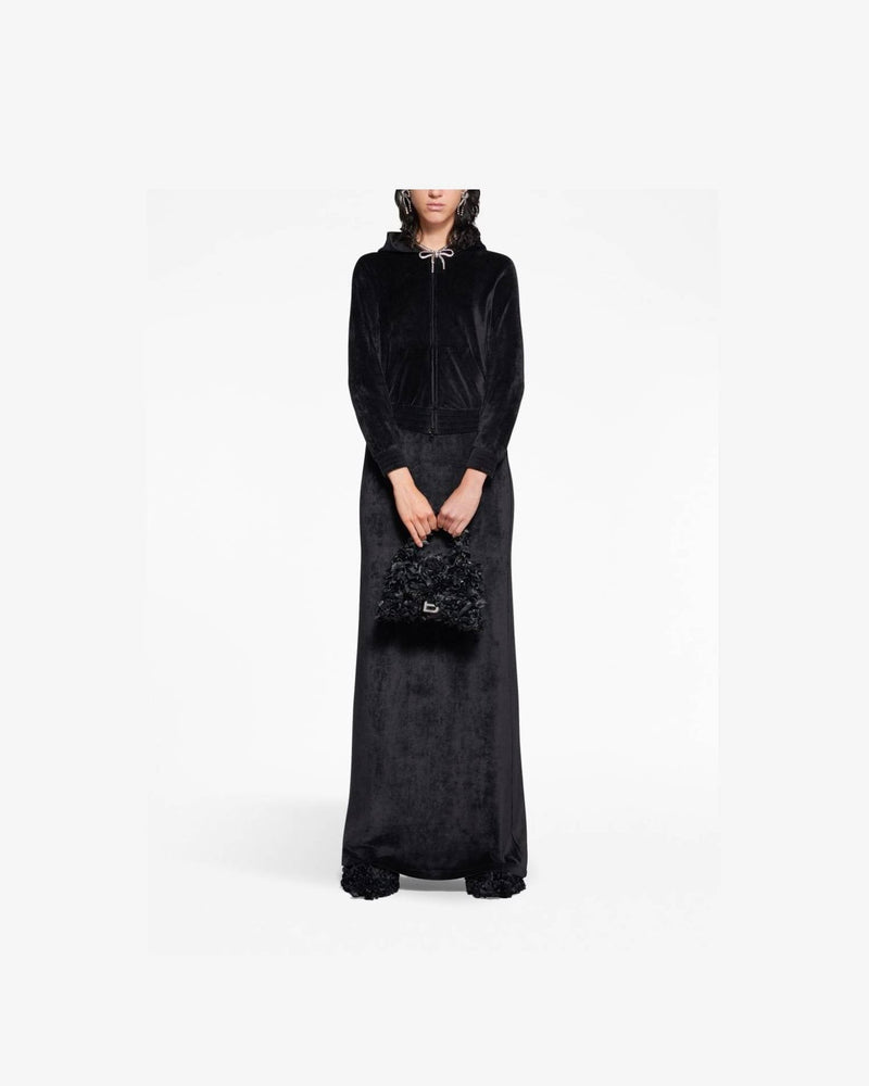 Balenciaga Velvet Crystal Embellished Zip Up Hoodie Glam Steals