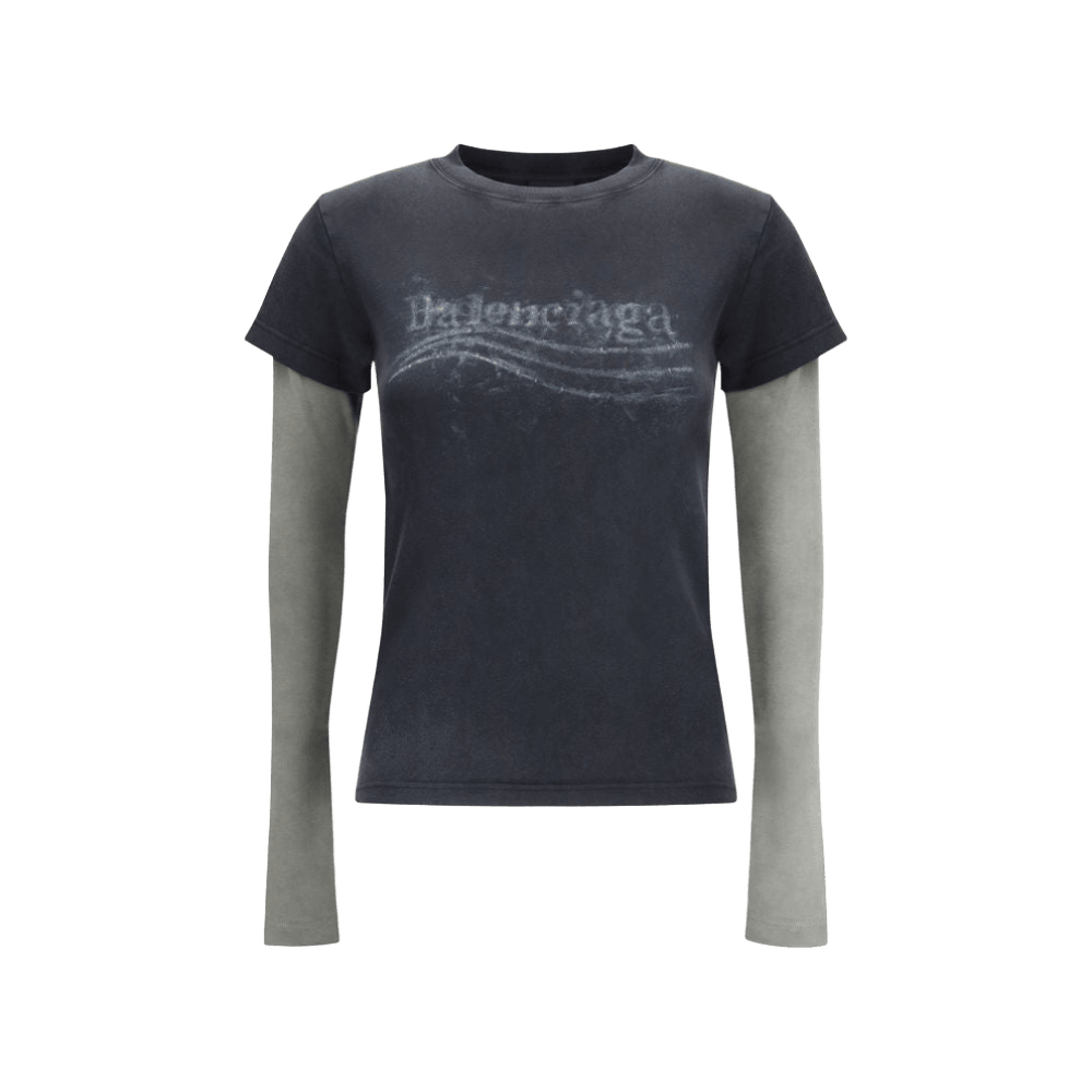 Balenciaga Washed Crayon Political Double Sleeve T-shirt Glam Steals