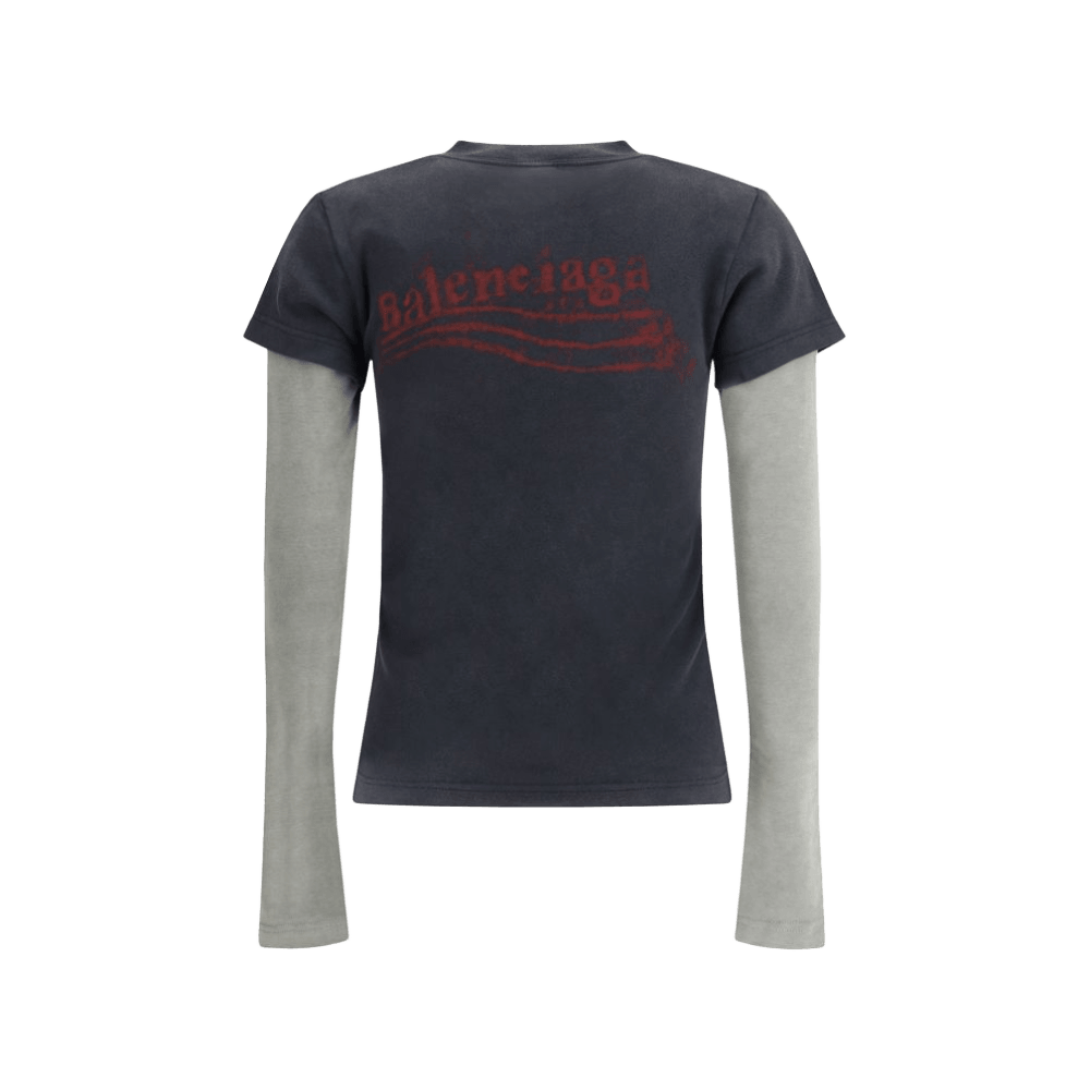 Balenciaga Washed Crayon Political Double Sleeve T-shirt Glam Steals