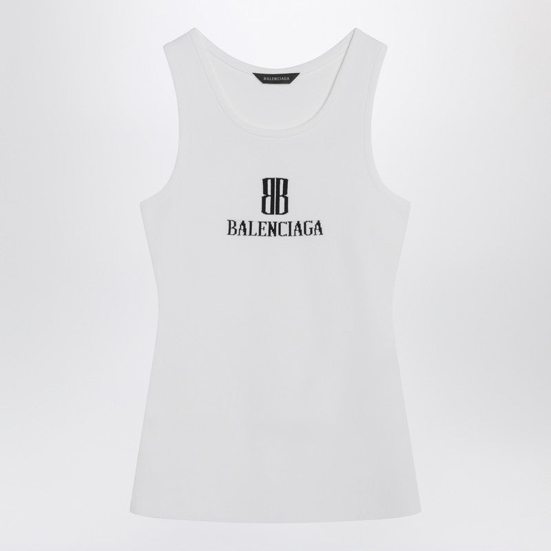 Balenciaga White Nano Bb Tank Top Glam Steals