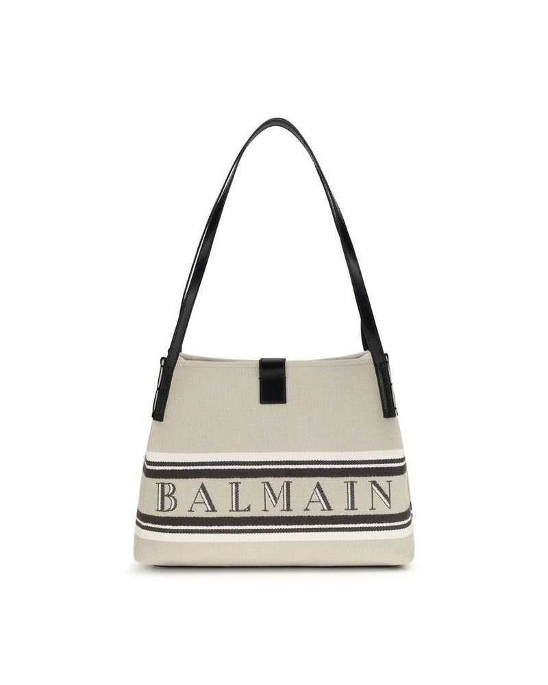 Balmain Beige Cotton Shoulder Bag 