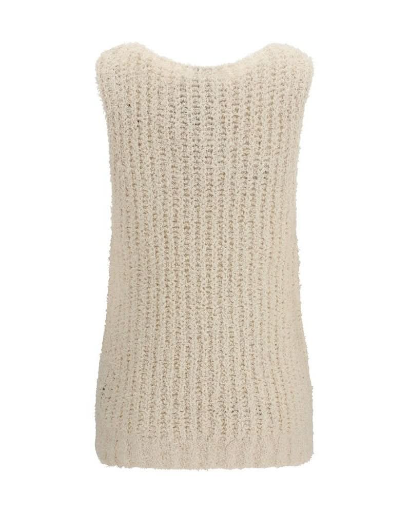 Balmain Beige Cotton Sleeveles Sweater Glam Steals