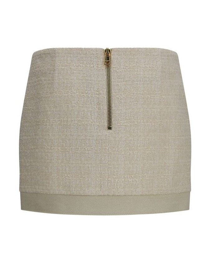Balmain Beige Wool Oves Aries Mini Skirt 