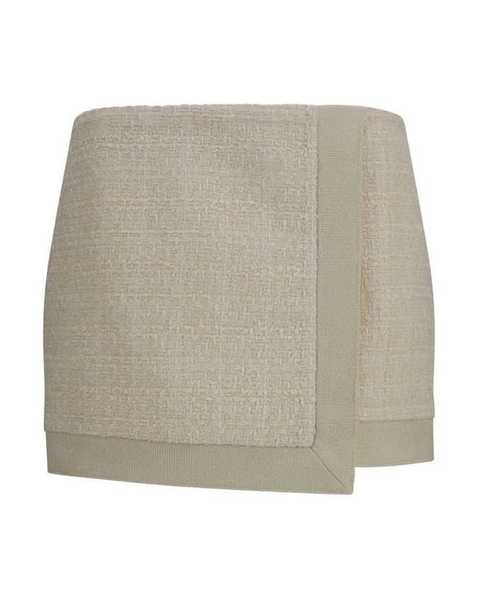 Balmain Beige Wool Oves Aries Mini Skirt 