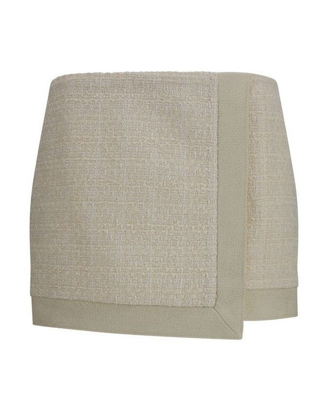 Balmain Beige Wool Oves Aries Mini Skirt 
