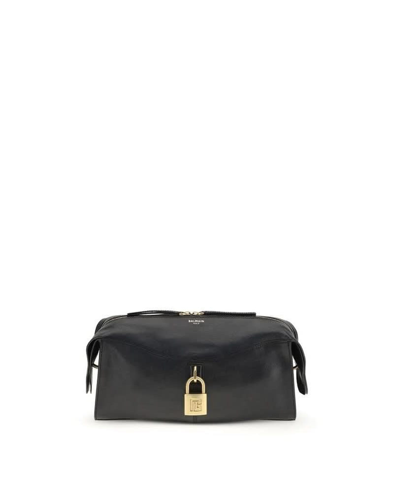 Balmain Black Calf Leather Bos Taurus Shoulder Bag 