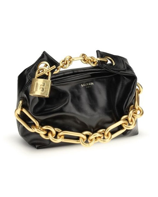 Balmain Black Calf Leather Bos Taurus Shoulder Bag Glam Steals
