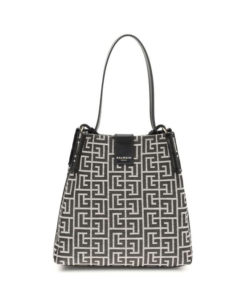 Balmain Black Cotton Bucket Bag 