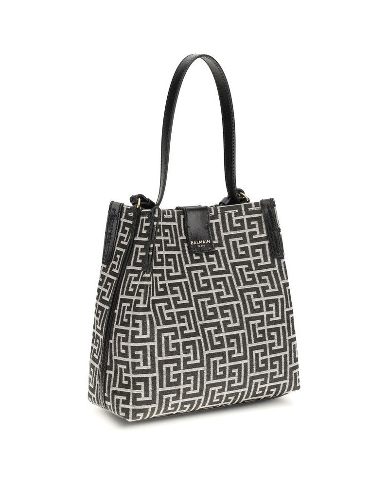 Balmain Black Cotton Bucket Bag