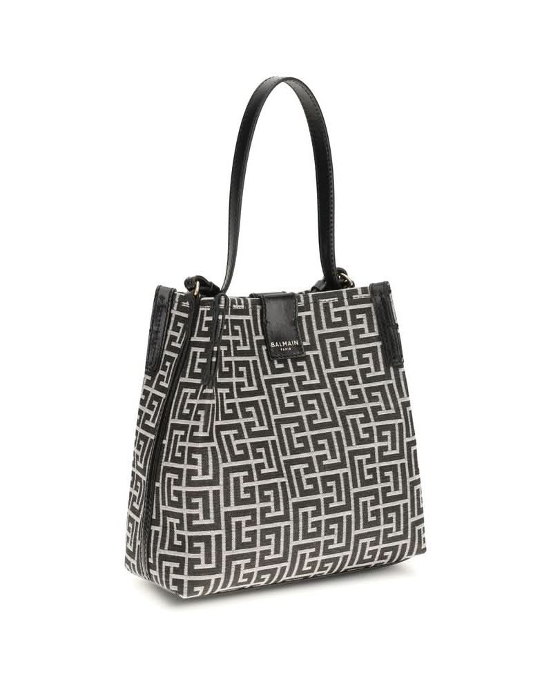 Balmain Black Cotton Bucket Bag 