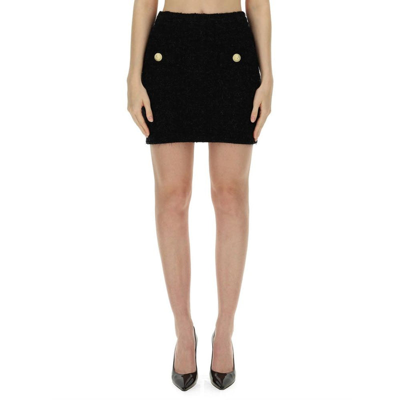 Balmain Black Cotton Mini Skirt Glam Steals