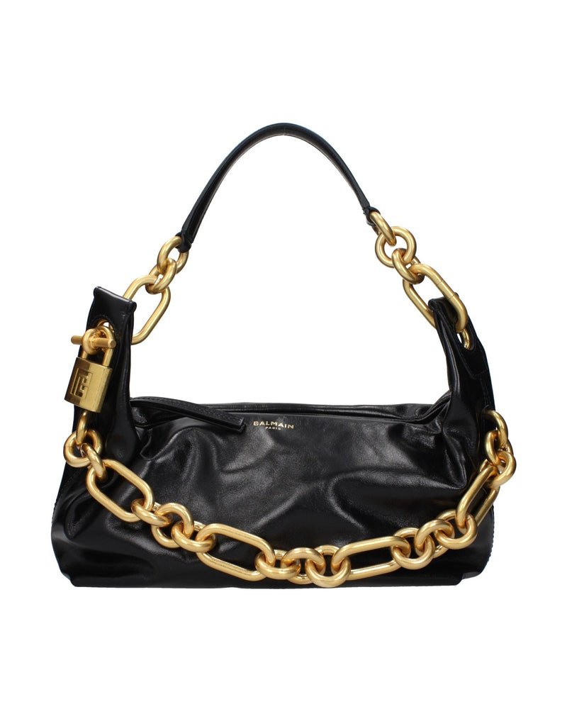 Balmain Black Leather Shoulder Bag Glam Steals