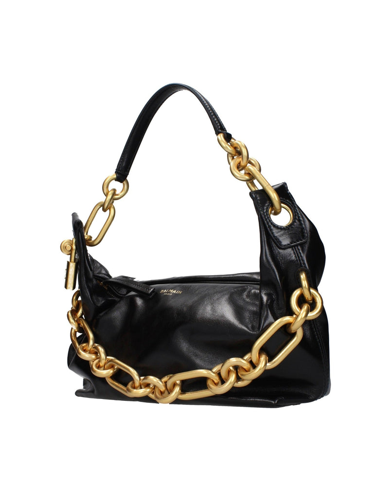Balmain Black Leather Shoulder Bag Glam Steals