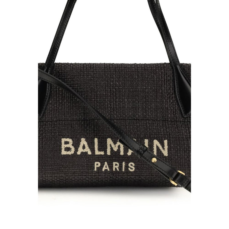 Balmain Black Raffia Shoulder Bag Glam Steals
