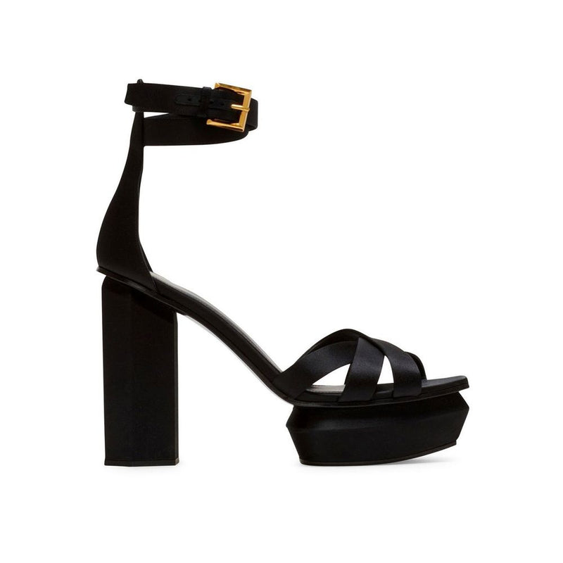 Balmain Black Silk Platform Sandals Glam Steals