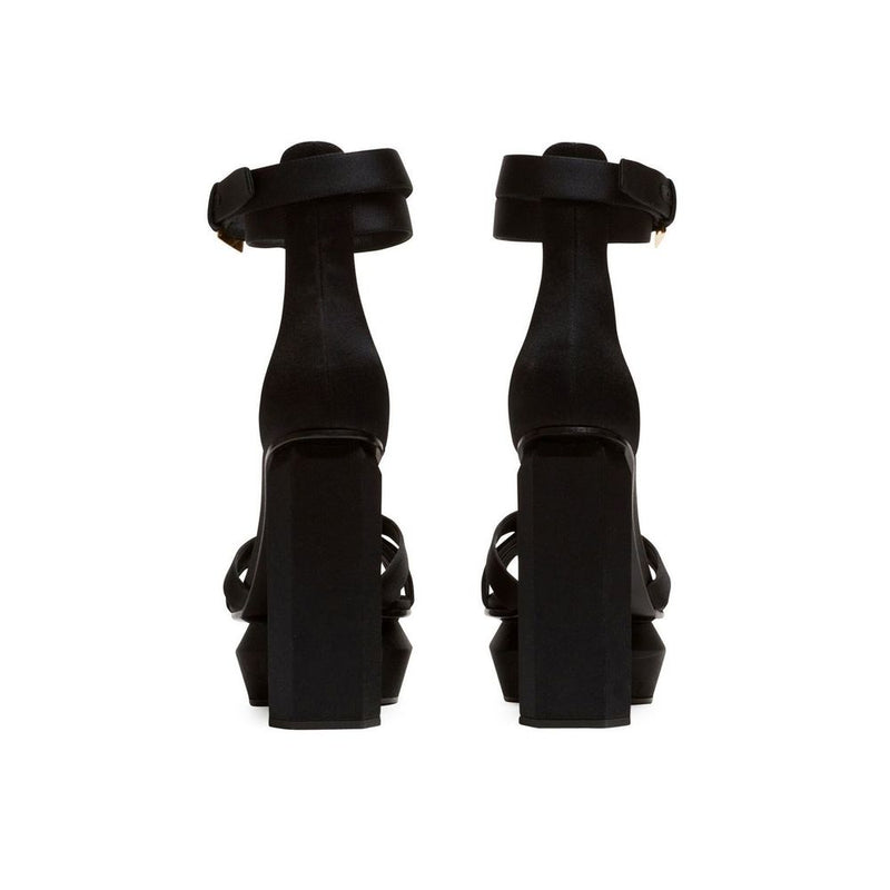 Balmain Black Silk Platform Sandals Glam Steals