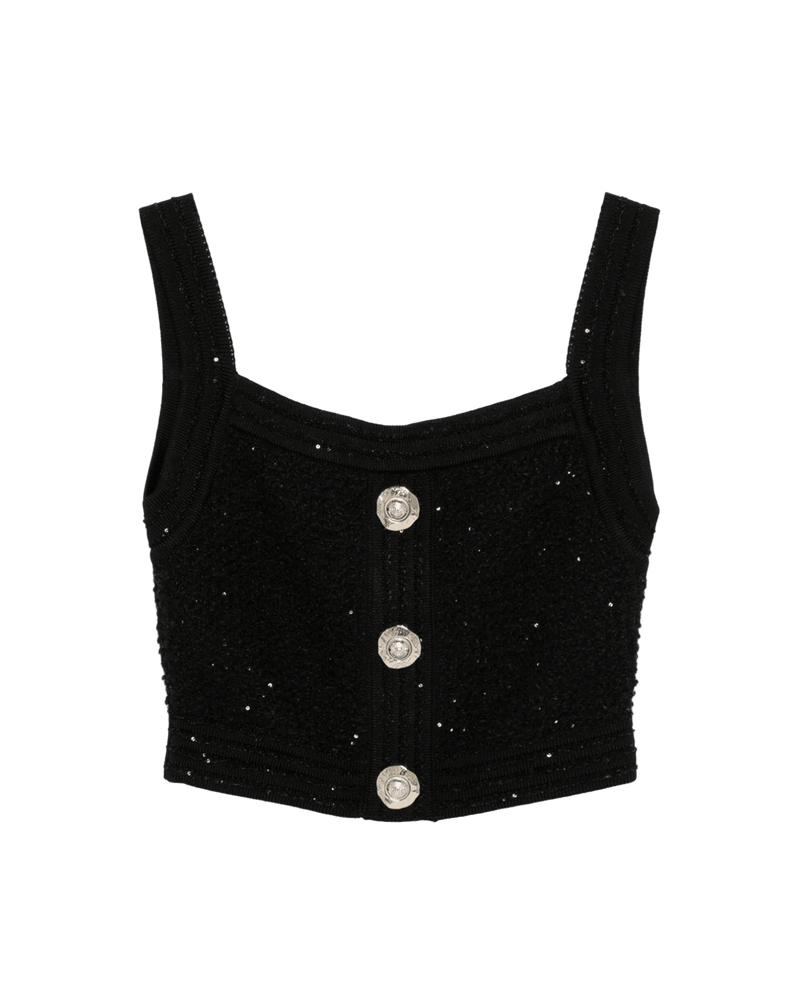 Balmain Sleeveless Black Top Glam Steals