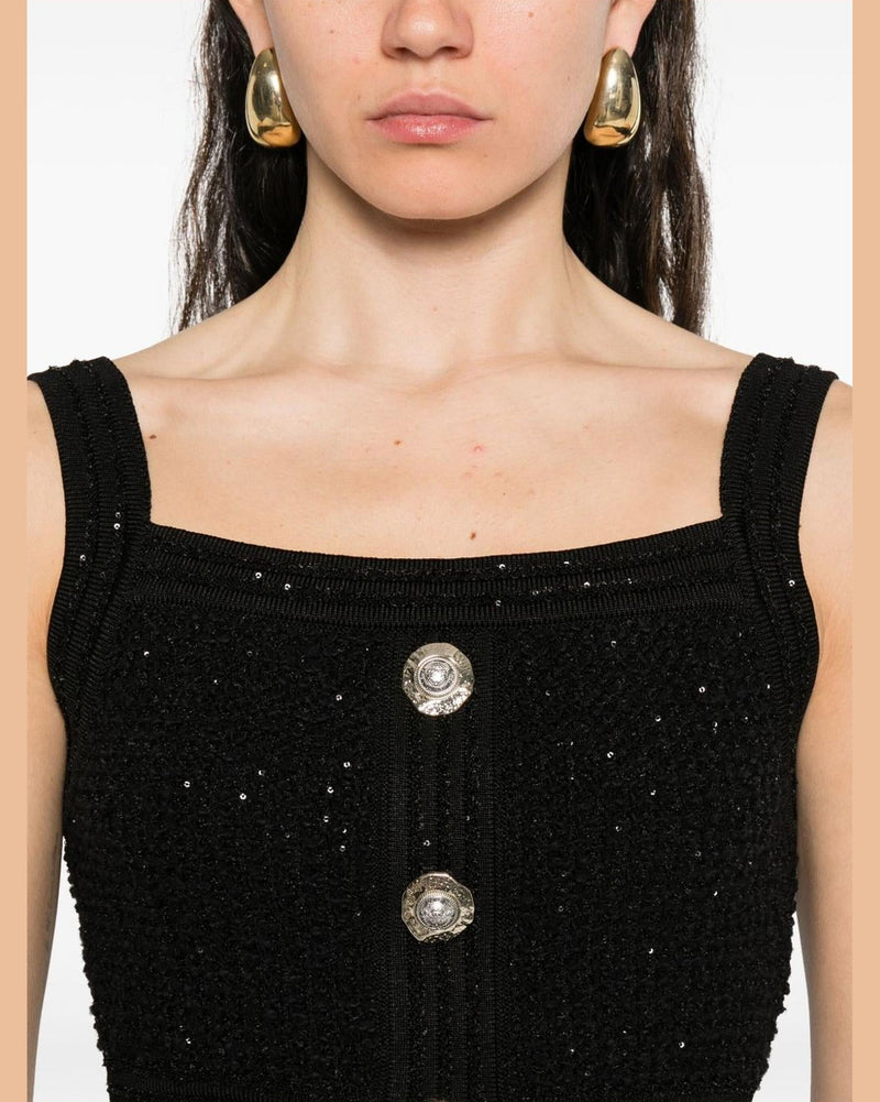 Balmain Black Sleeveless Top Glam Steals