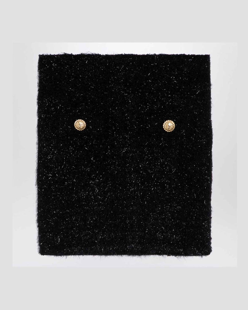 Balmain Black Tweed Miniskirt With Buttons
