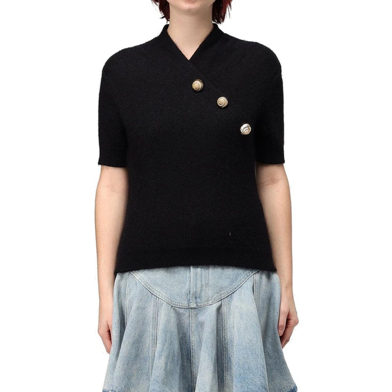 Balmain Black Wool Merino Top Glam Steals