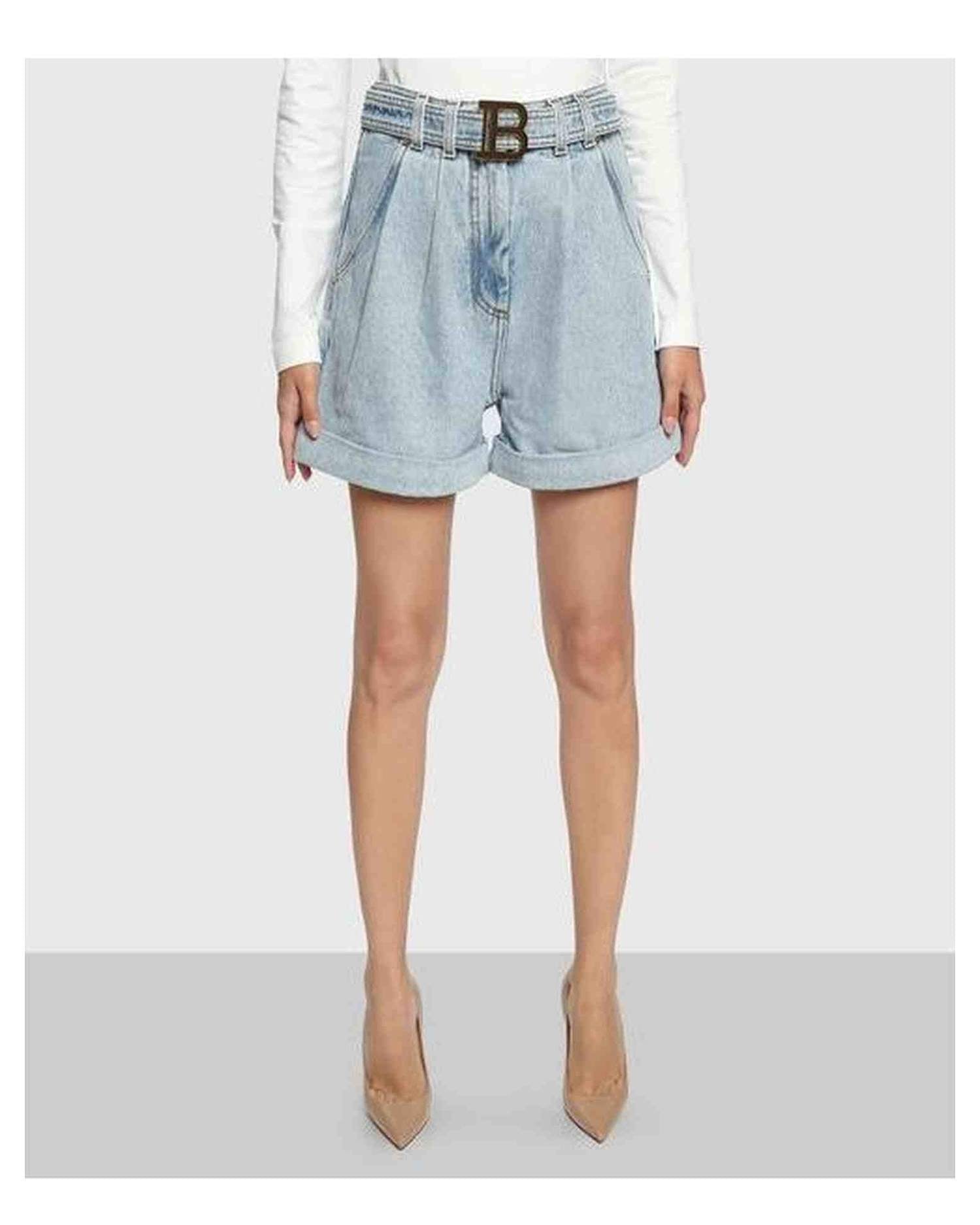 Balmain Blue Cotton Short Glam Steals