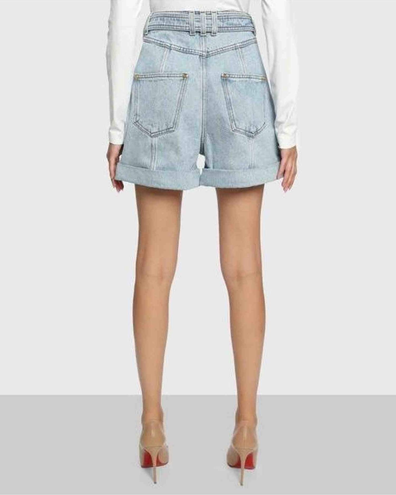Balmain Blue Cotton Short Glam Steals