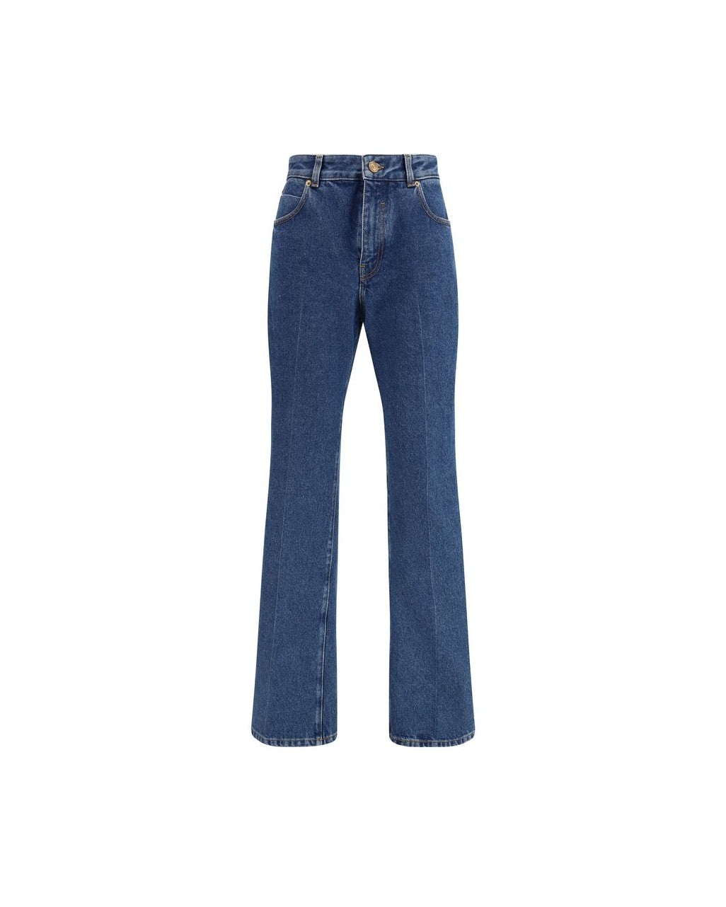Balmain Blue Cotton Straight Leg Jeans