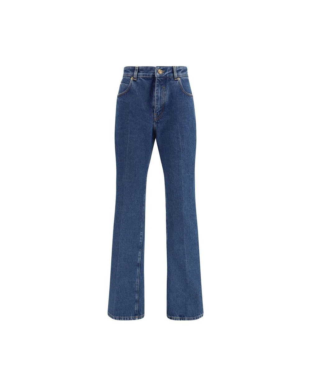 Balmain Blue Cotton Straight Leg Jeans