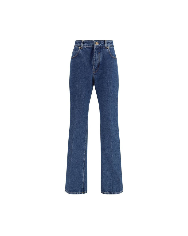 Balmain Blue Cotton Straight Leg Jeans Glam Steals