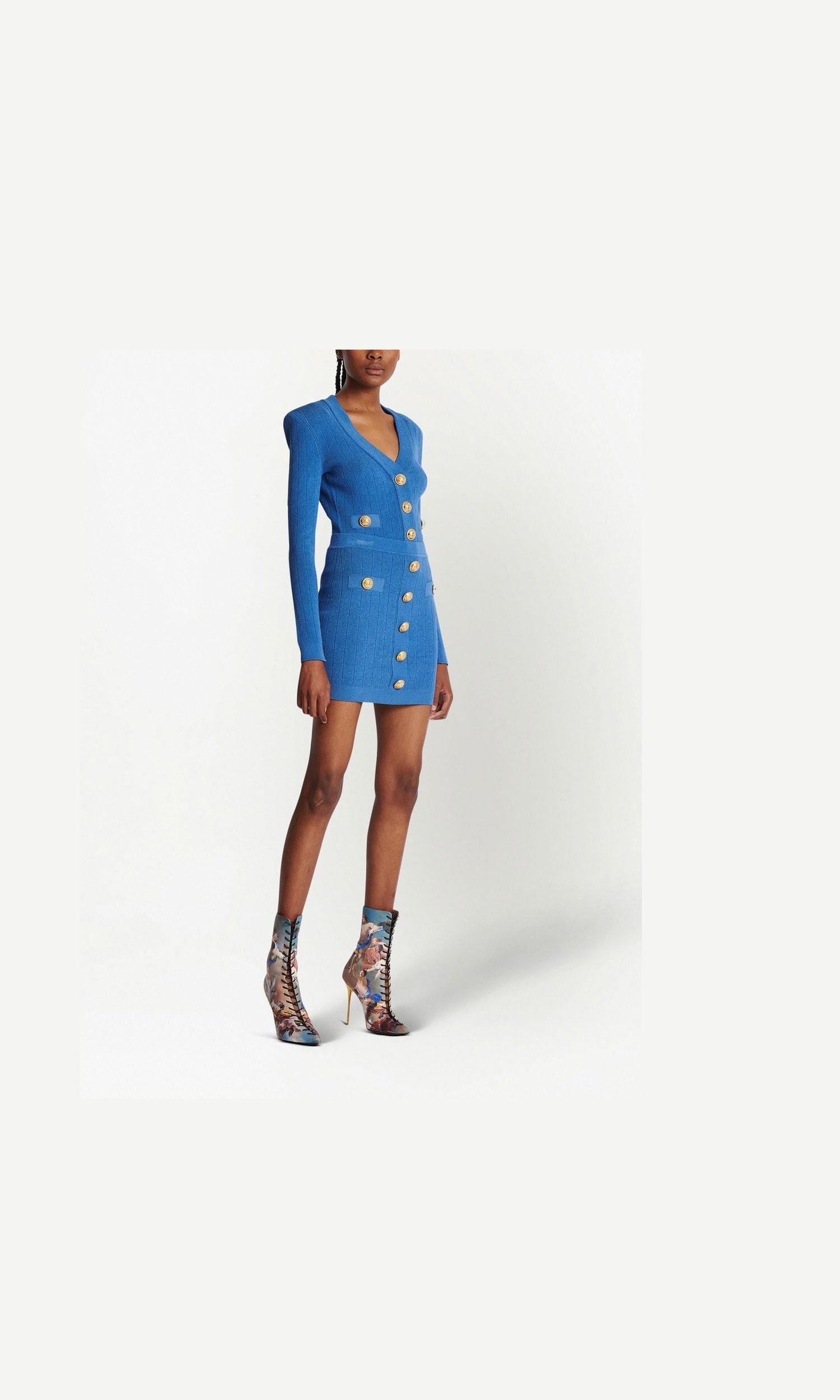 Balmain Button Detail Knitted Miniskirt Glam Steals