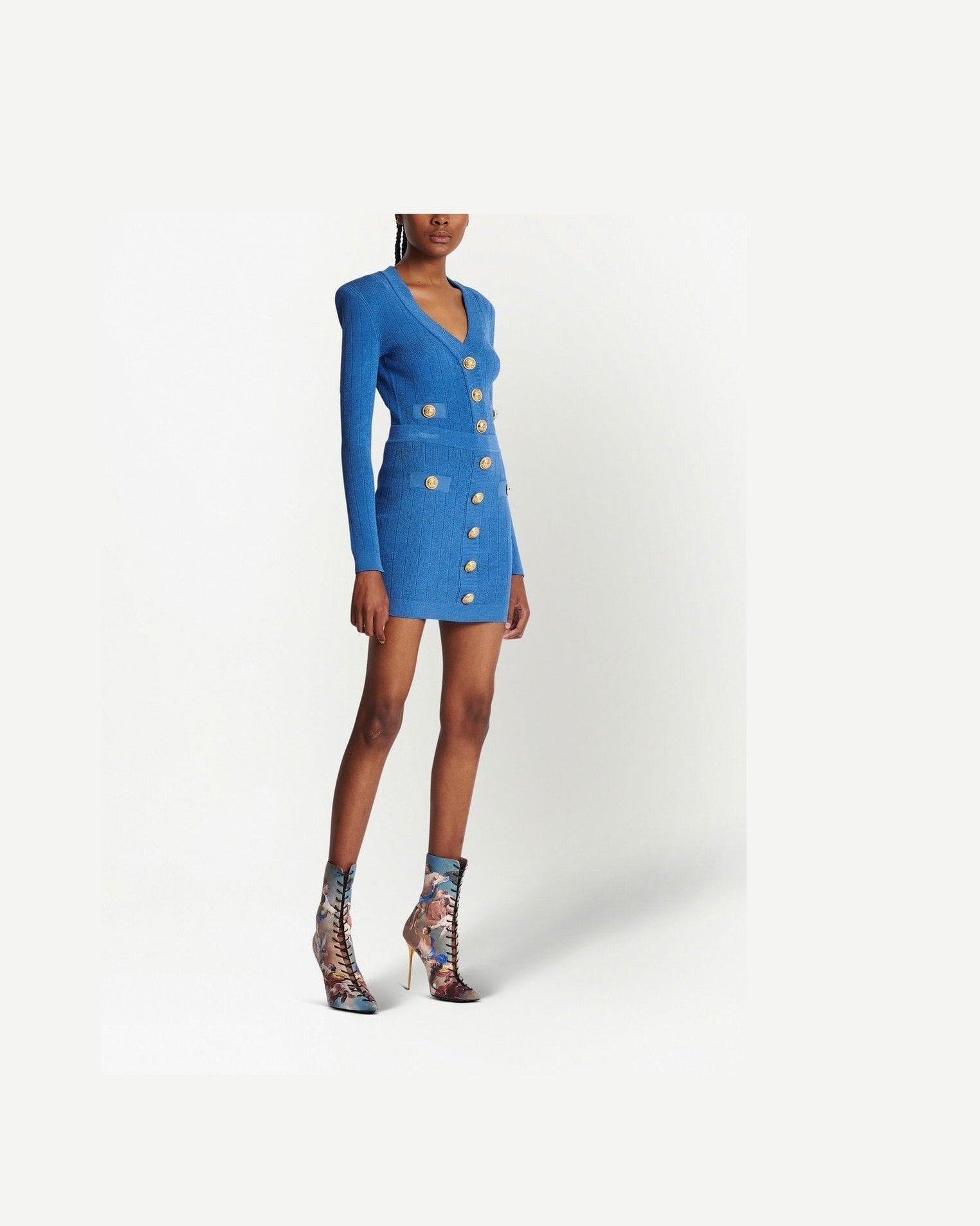 Balmain Button Detail Knitted Miniskirt Glam Steals