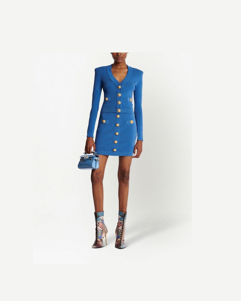 Balmain Button Detail Knitted Miniskirt Glam Steals