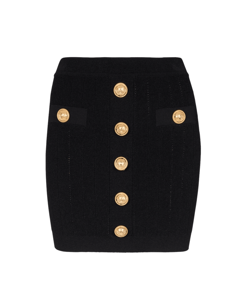 Balmain Button Detail Knitted Miniskirt Glam Steals