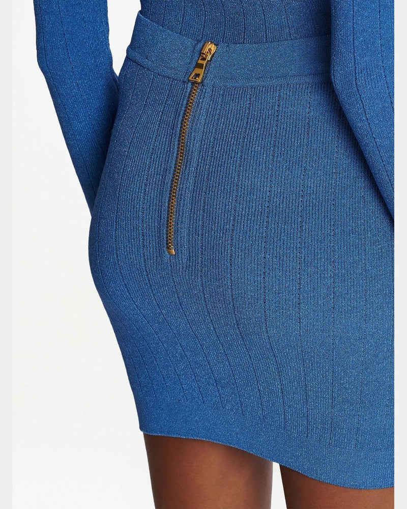 Balmain Button Detail Knitted Miniskirt Glam Steals