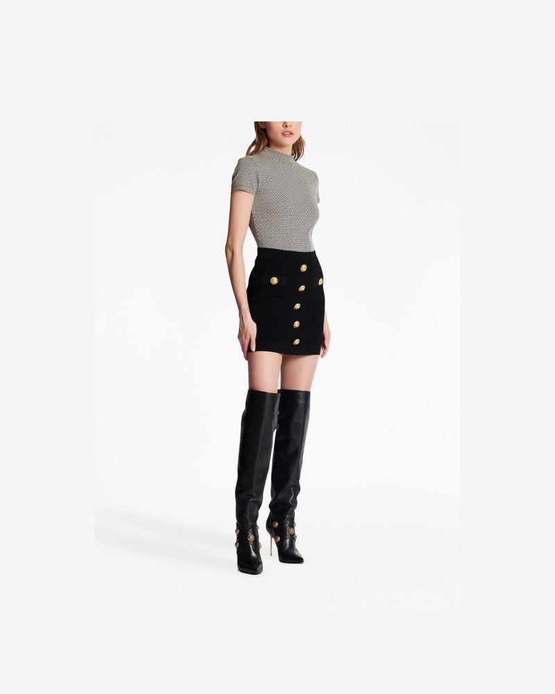 Balmain Button Detail Knitted Miniskirt Glam Steals