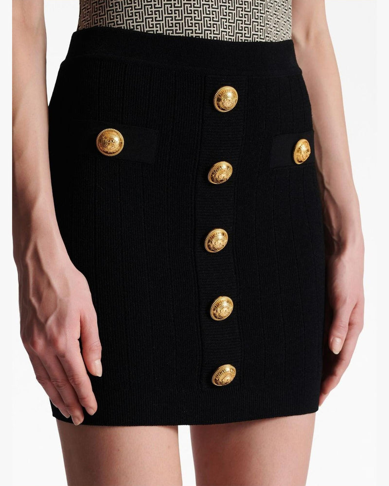 Balmain Button Detail Knitted Miniskirt Glam Steals