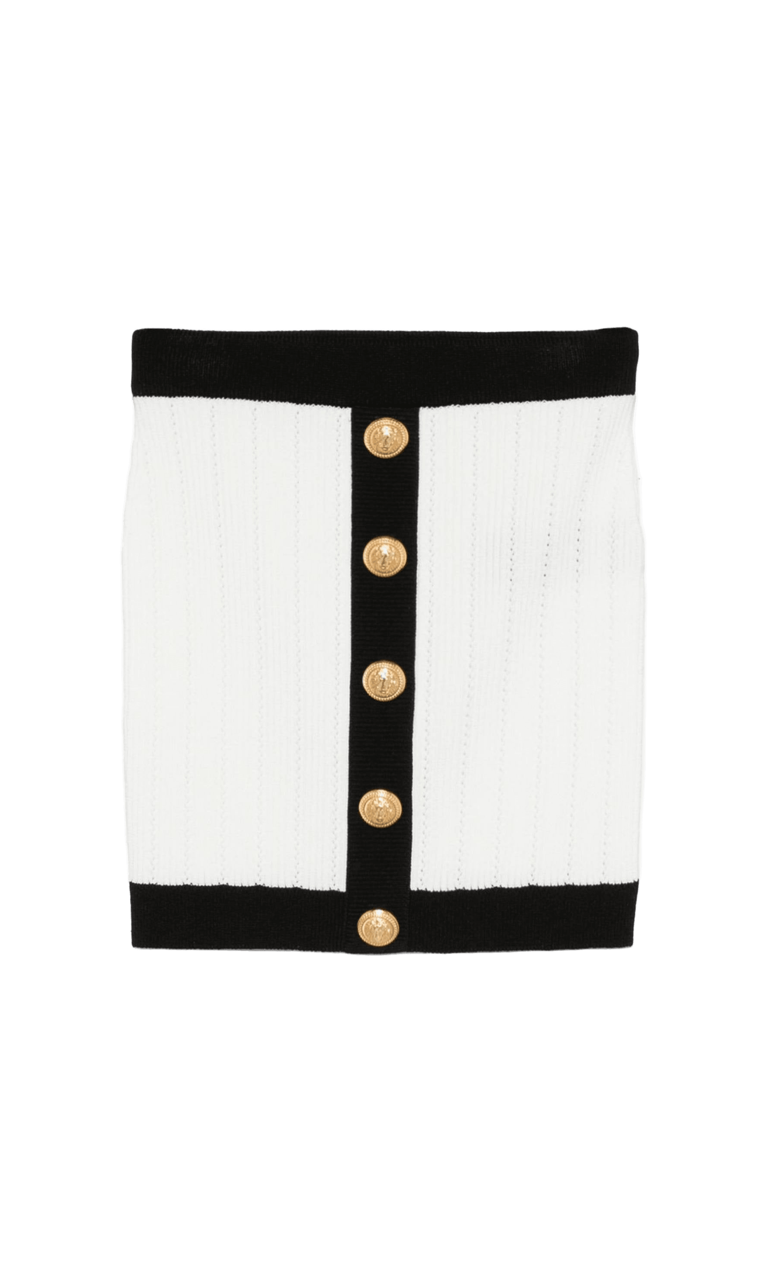 Balmain Button Embellished Ribbed Knit Mini Skirt Glam Steals