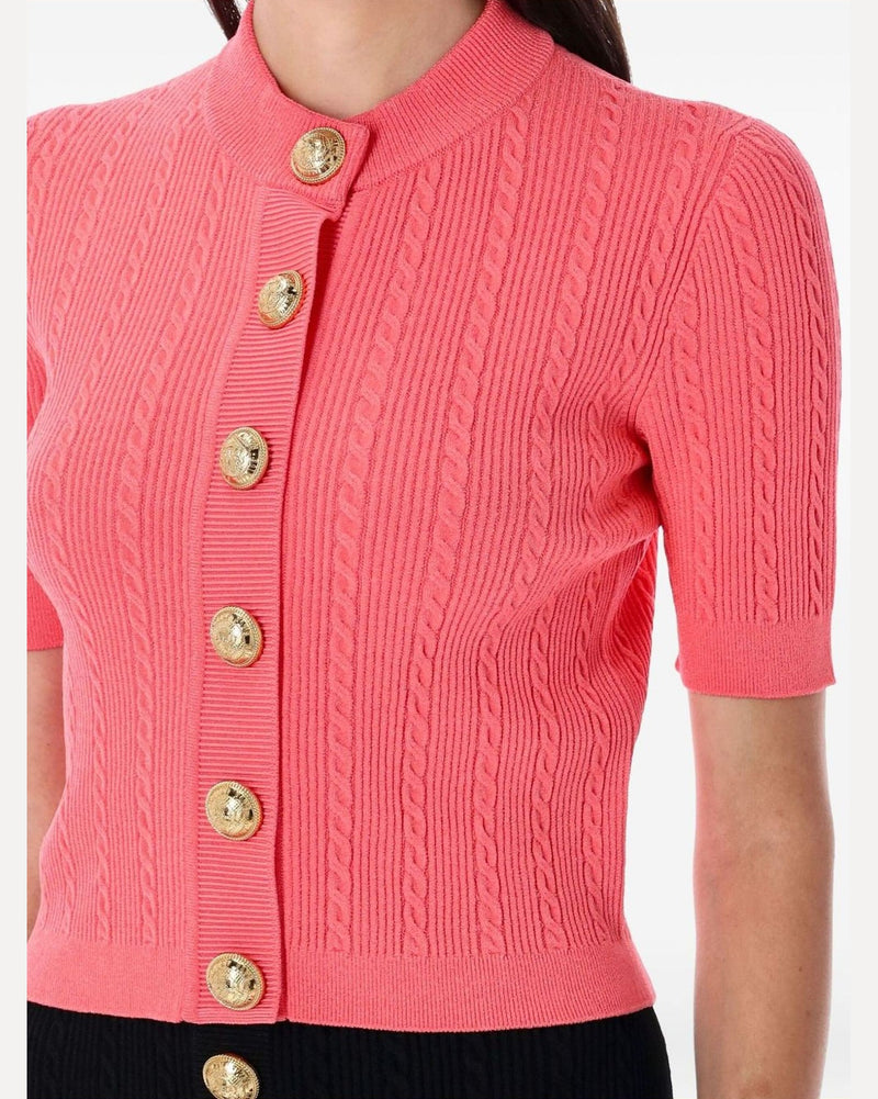 Balmain Cable Knit Buttoned Cardigan Glam Steals