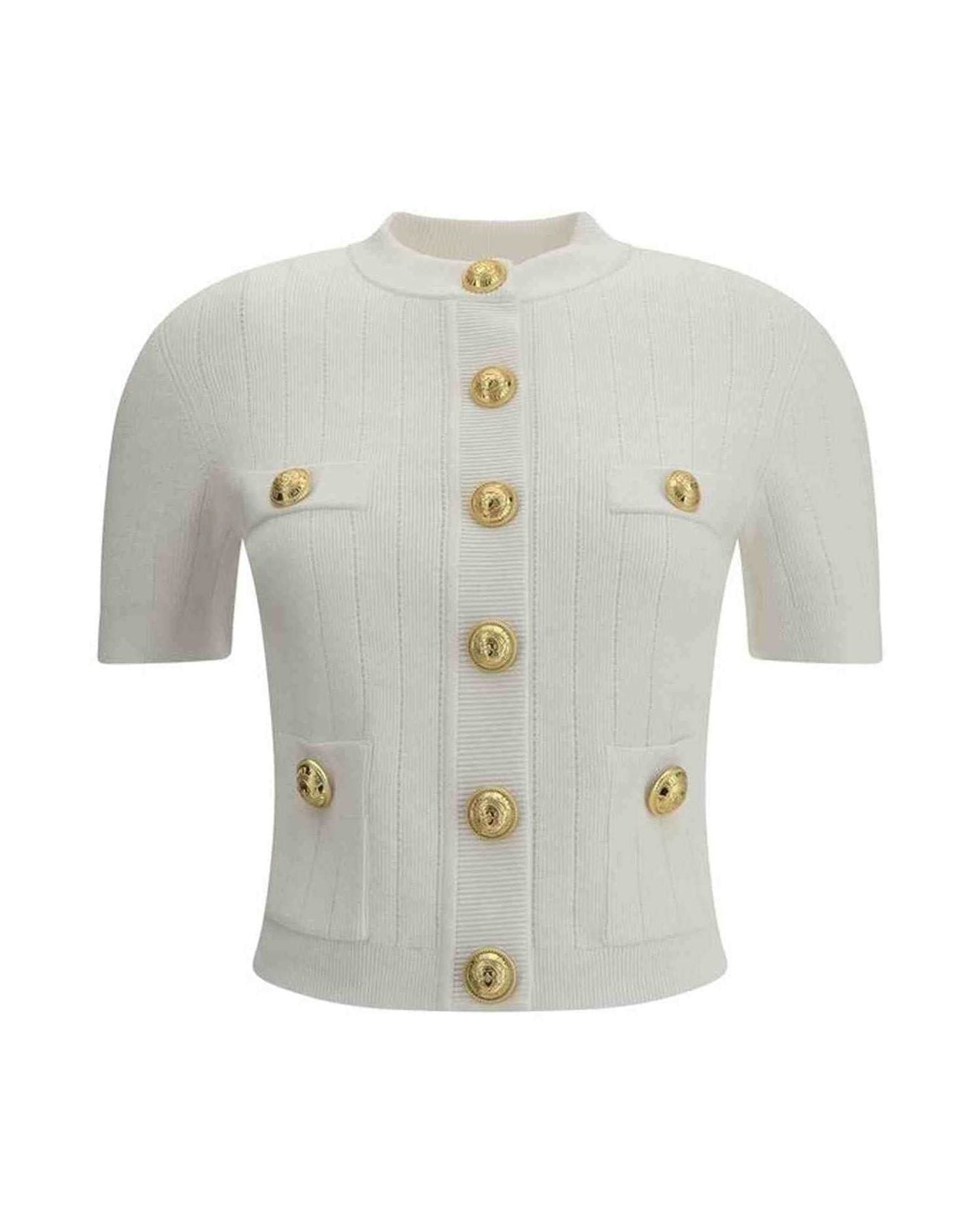 Balmain Cardigan Whit Botton Glam Steals