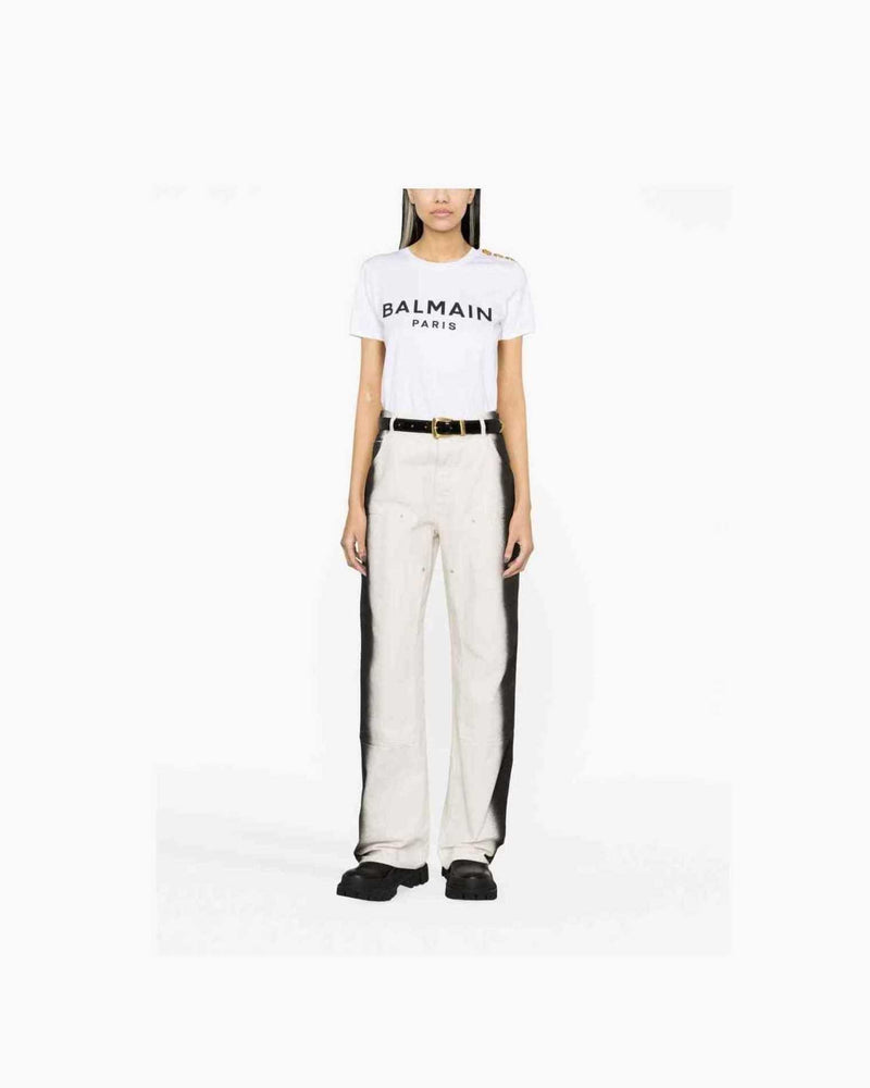 Balmain Cotton Logo Print T-shirt Glam Steals