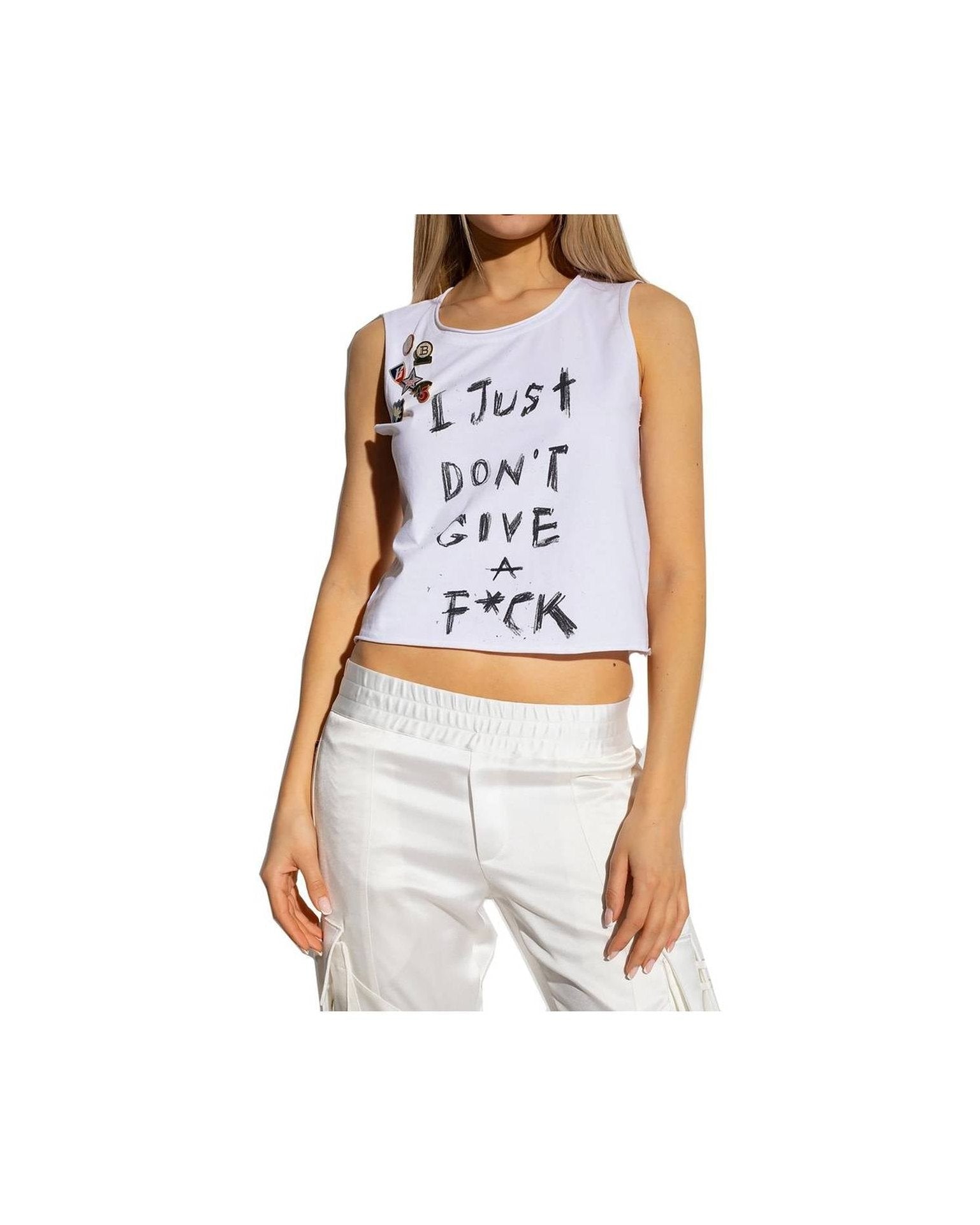 Balmain Cotton Printed Cropped T-Shirt Glam Steals
