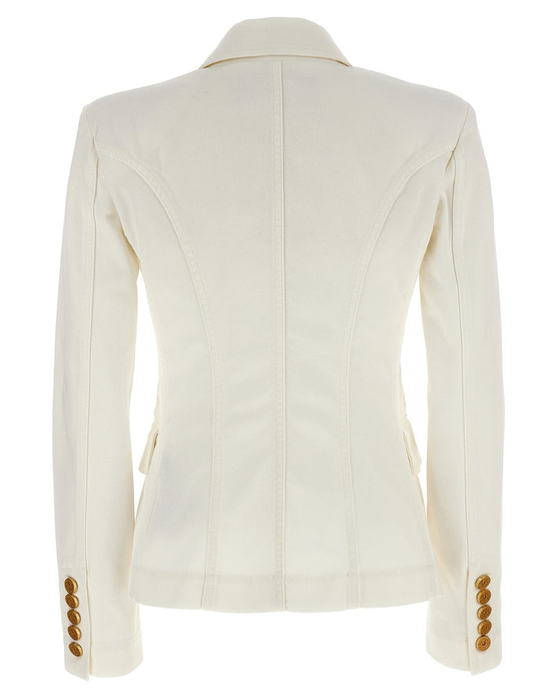 Balmain Denim Double Breasted Blazer Glam Steals