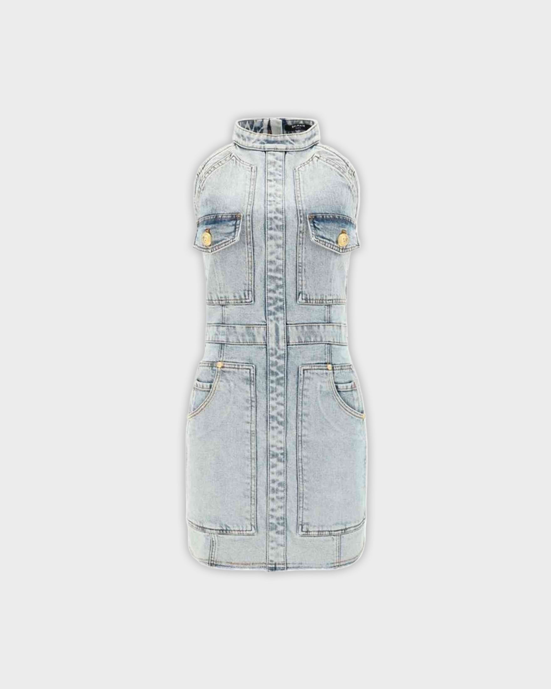 Balmain Denim Mini Dress Glam Steals