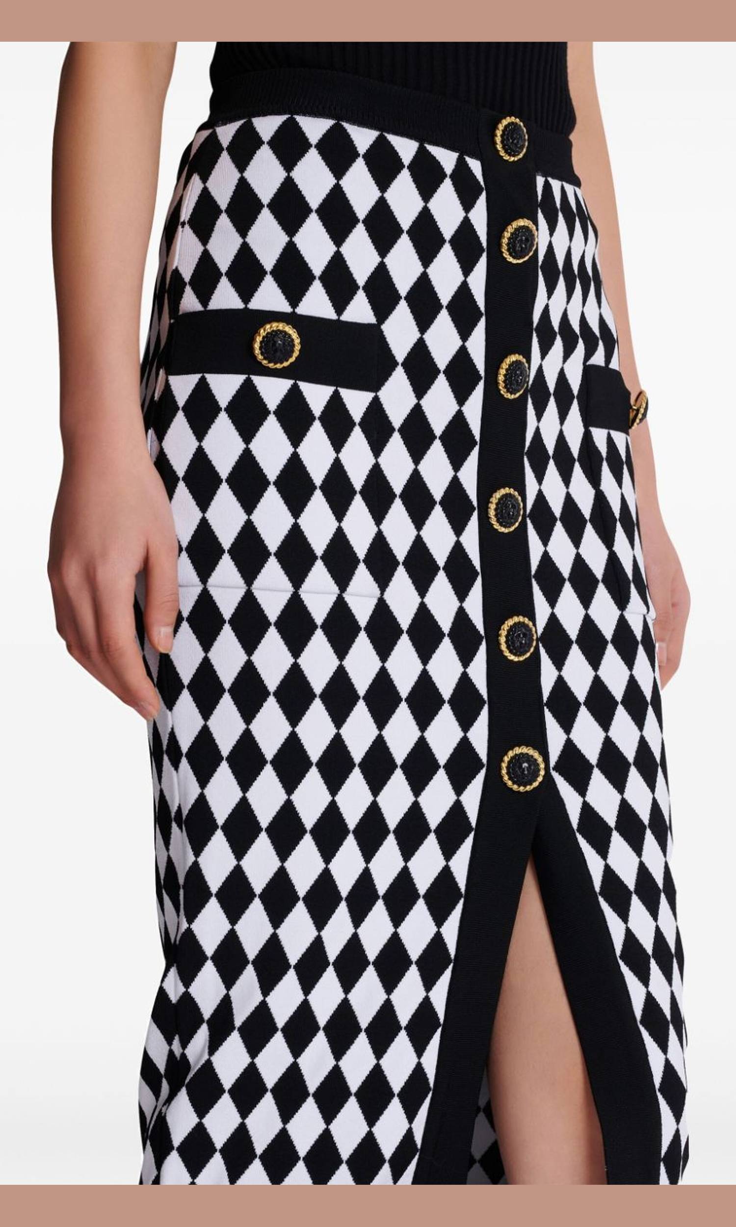 Balmain Diamond Intarsia Knitted Midi Skirt Glam Steals