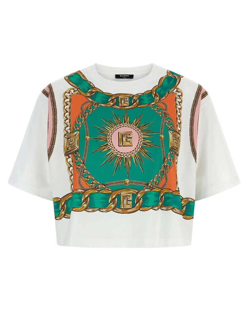 Balmain Foulard Print T-shirt Glam Steals