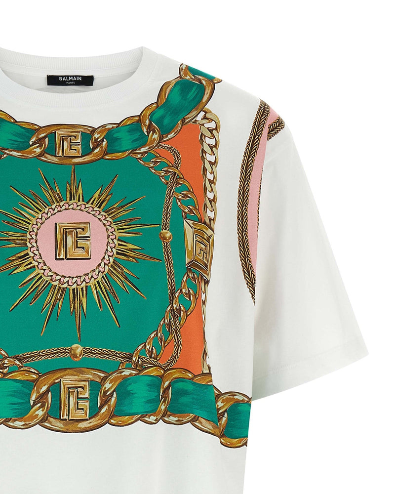 Balmain Foulard Print T-shirt Glam Steals