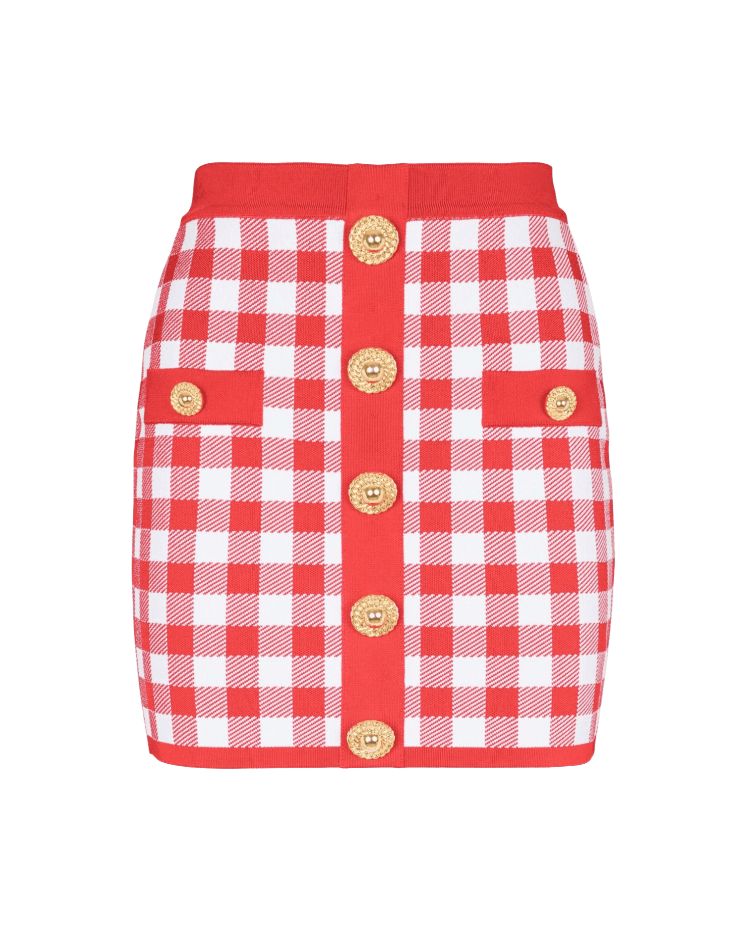Balmain Gingham Fine Knit Miniskirt Glam Steals