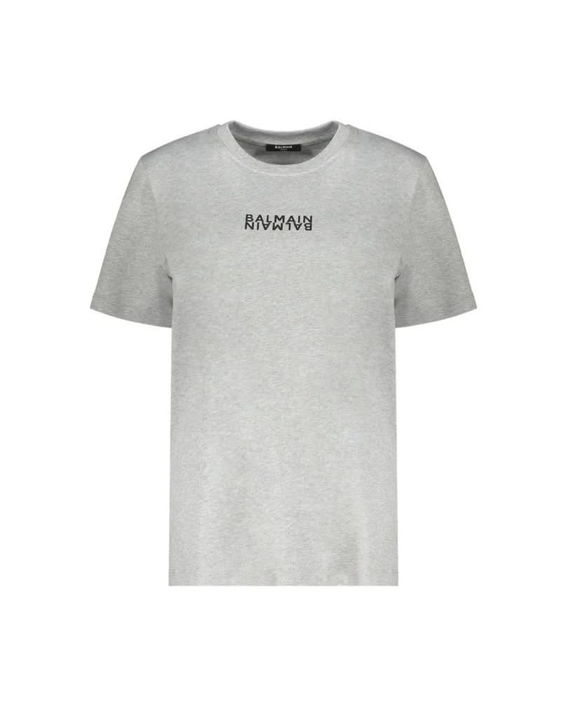 Balmain Gray Cotton T-shirt 