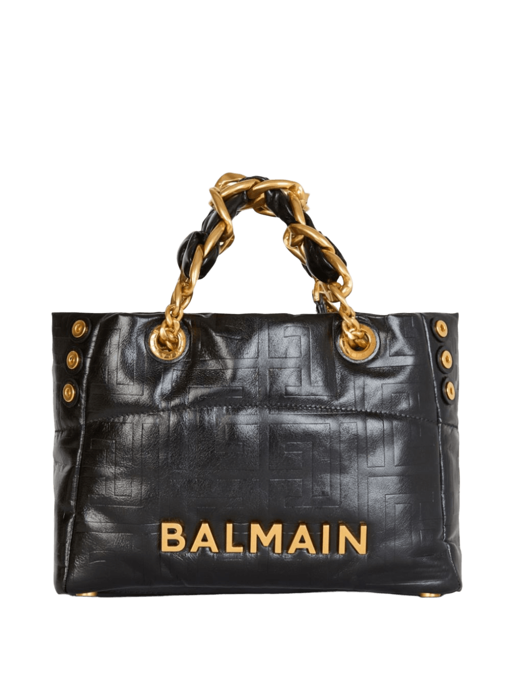 Balmain Leather 1945 Soft Pb Monogrammed Crinkled Small Tote Bag Glam Steals