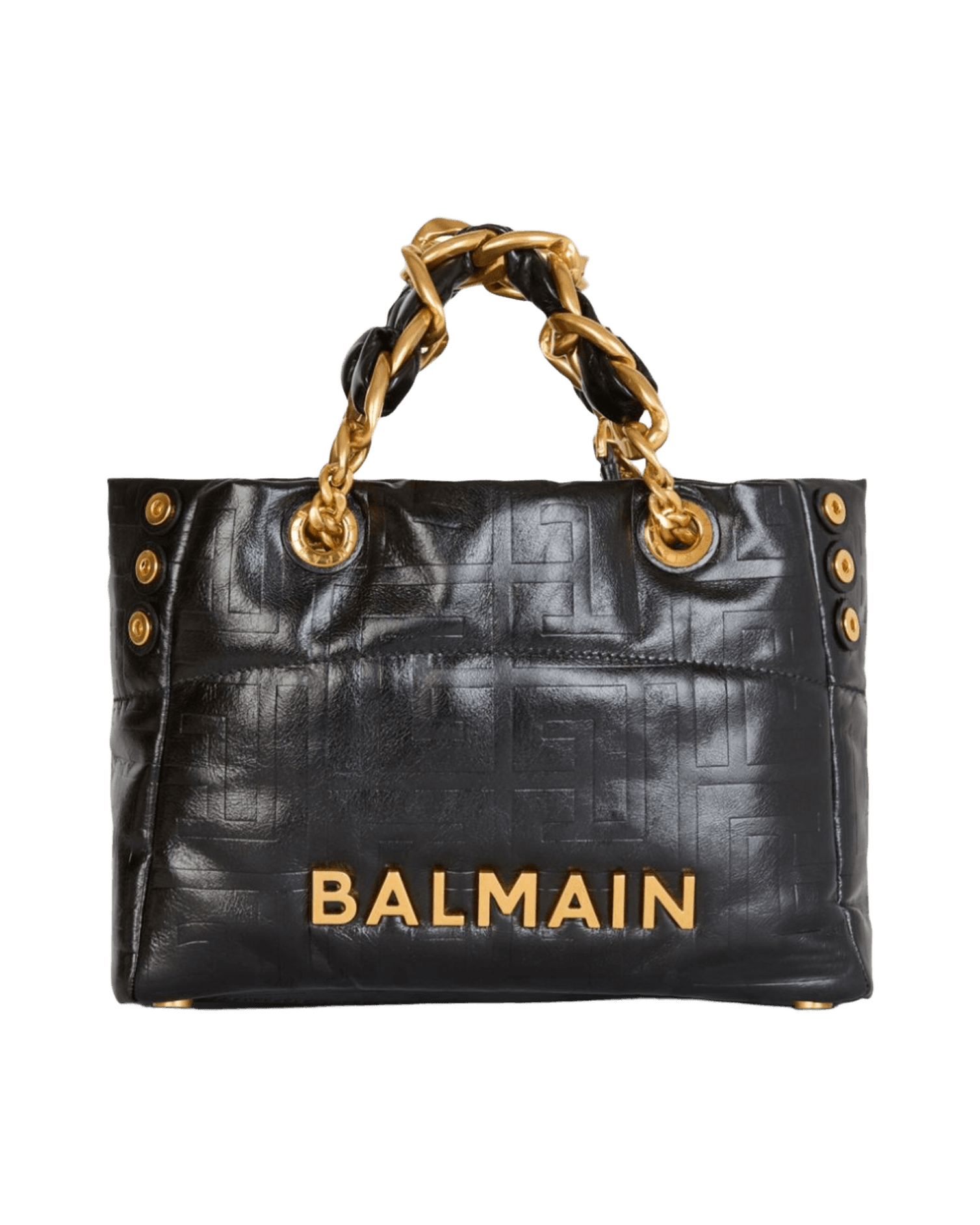 Balmain Leather 1945 Soft Pb Monogrammed Crinkled Small Tote Bag Glam Steals